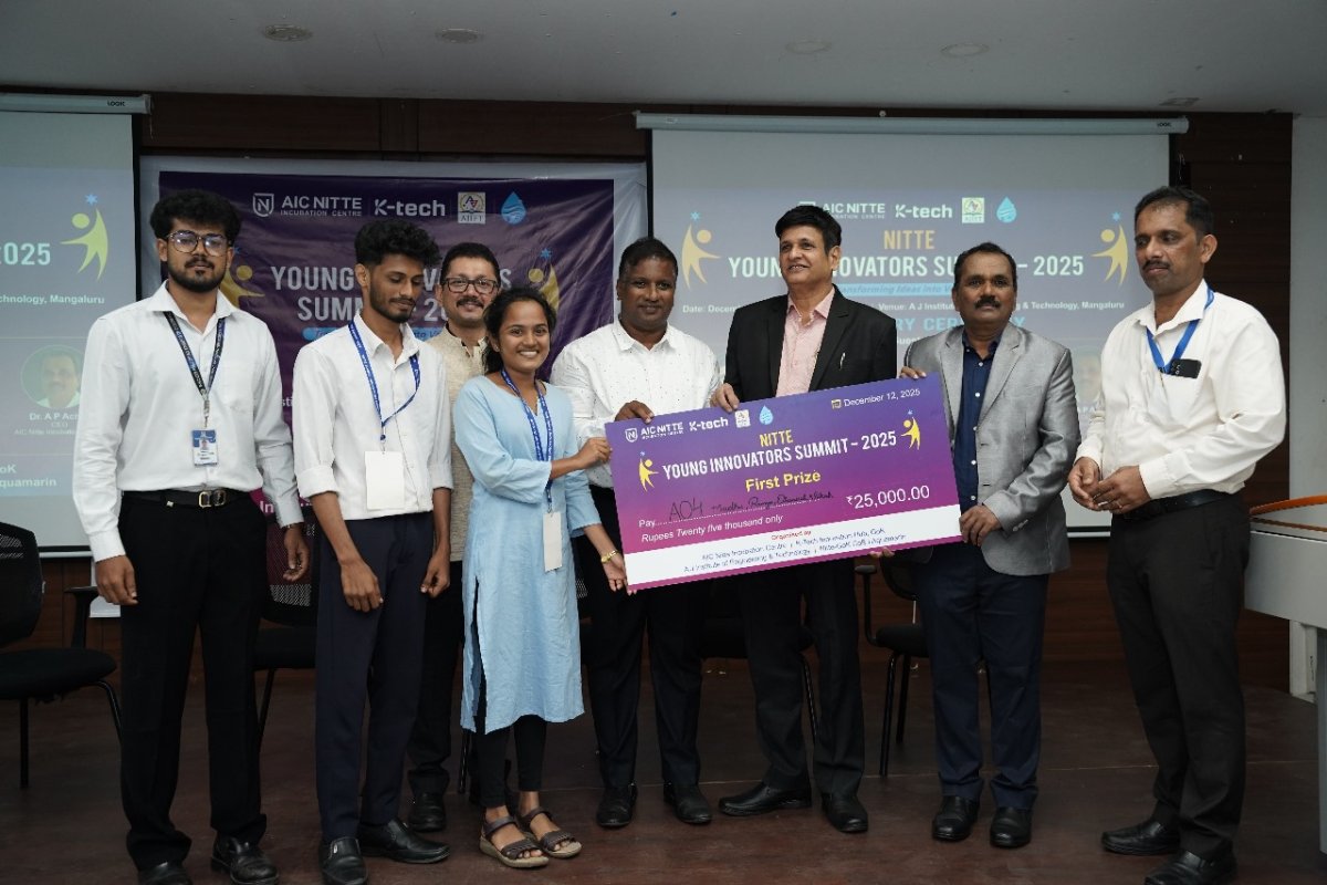 Srinivas Institute of Technology Team Wins First Prize at Nitte Young Entrepreneurs Summit with Eco-Friendly Oil Cleaner Boat