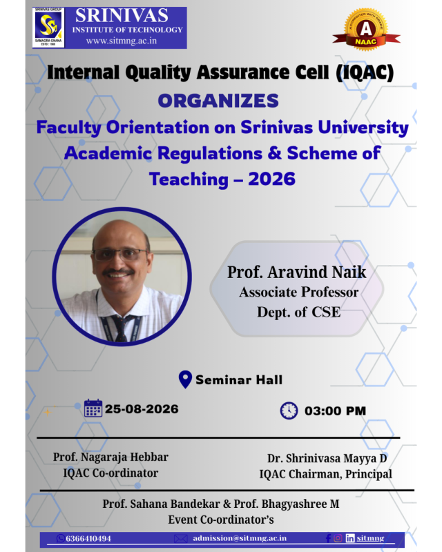 Faculty Orientation on Srinivas University Academic Regulations and  Scheme of Teaching – 2026