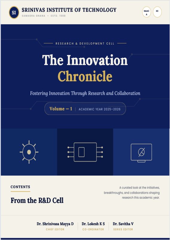 The Innovation Chronicle  — the official newsletter of the R and D Cell at Srinivas Institute of Technology! 🔬✨